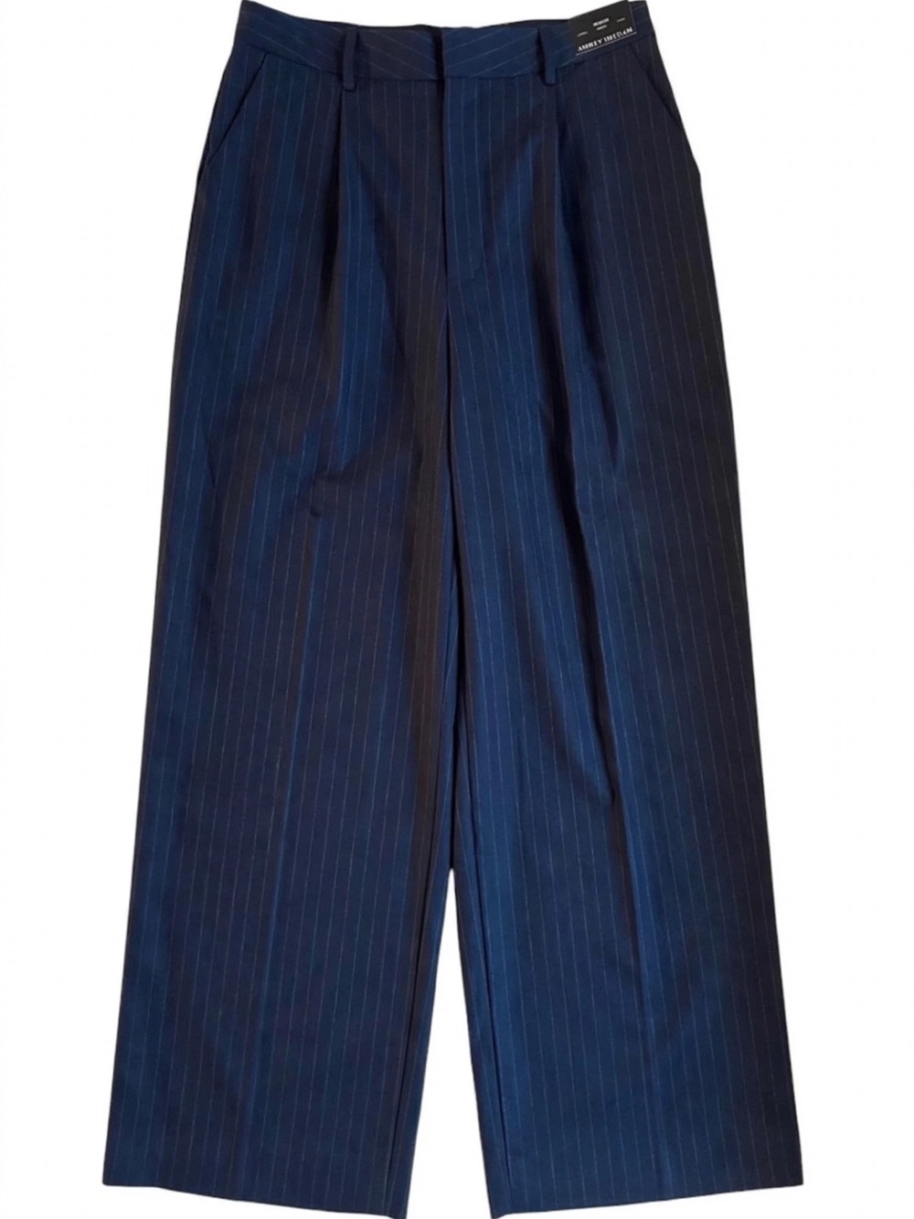 NWT Ashley Graham Mid Rise  Blue Pinstripe Corporate Trousers Plus Size 20W